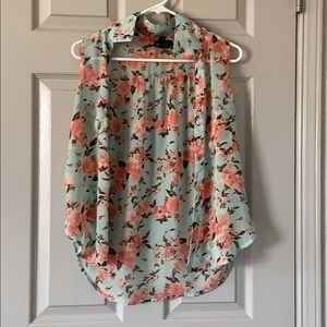 Flower see-through button down shirt